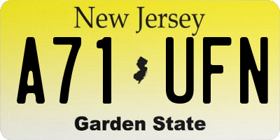 NJ license plate A71UFN