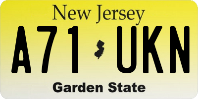 NJ license plate A71UKN