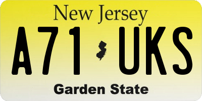 NJ license plate A71UKS