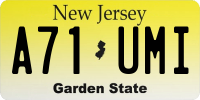 NJ license plate A71UMI
