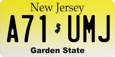 NJ license plate A71UMJ