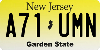 NJ license plate A71UMN