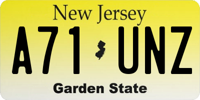 NJ license plate A71UNZ