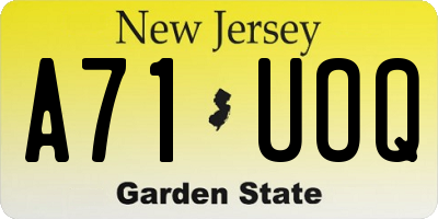 NJ license plate A71UOQ