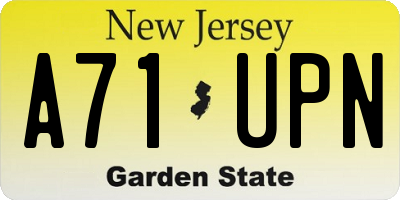 NJ license plate A71UPN