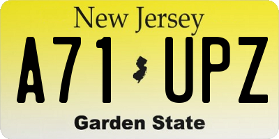 NJ license plate A71UPZ