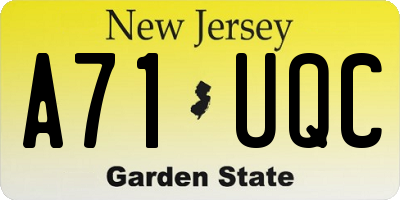 NJ license plate A71UQC