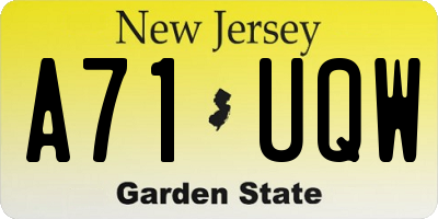 NJ license plate A71UQW