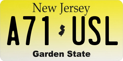 NJ license plate A71USL