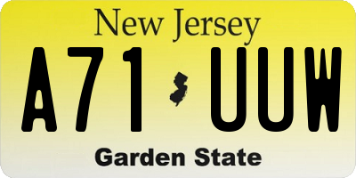 NJ license plate A71UUW