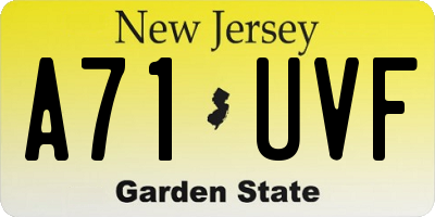 NJ license plate A71UVF
