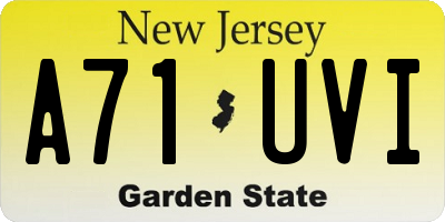 NJ license plate A71UVI