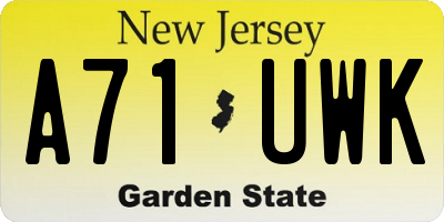 NJ license plate A71UWK