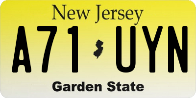 NJ license plate A71UYN