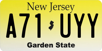 NJ license plate A71UYY