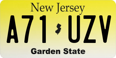 NJ license plate A71UZV