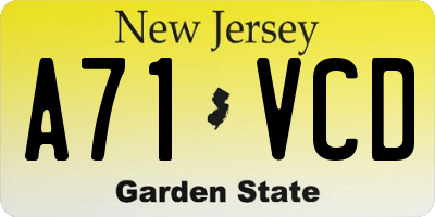 NJ license plate A71VCD