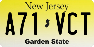 NJ license plate A71VCT
