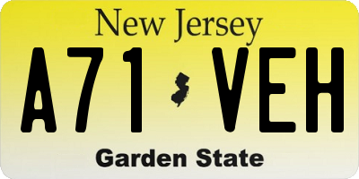 NJ license plate A71VEH