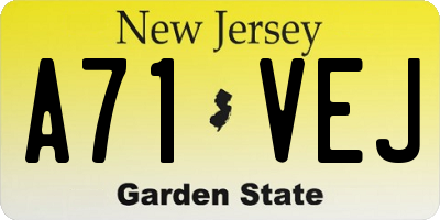 NJ license plate A71VEJ