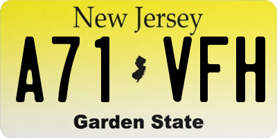 NJ license plate A71VFH