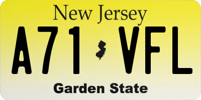 NJ license plate A71VFL