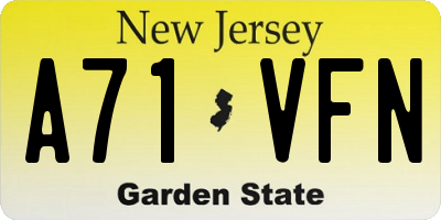 NJ license plate A71VFN