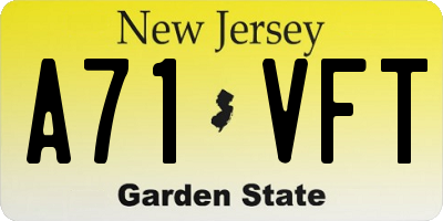 NJ license plate A71VFT