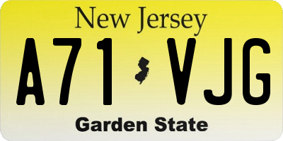 NJ license plate A71VJG