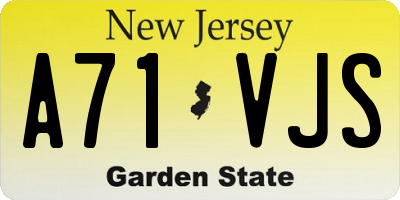 NJ license plate A71VJS