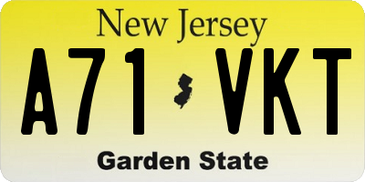 NJ license plate A71VKT