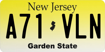 NJ license plate A71VLN