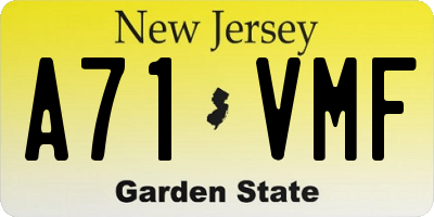 NJ license plate A71VMF