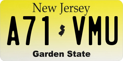 NJ license plate A71VMU