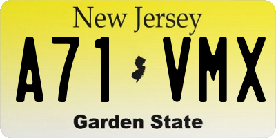 NJ license plate A71VMX