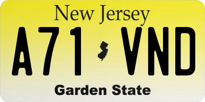 NJ license plate A71VND