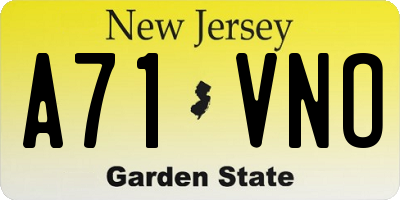 NJ license plate A71VNO