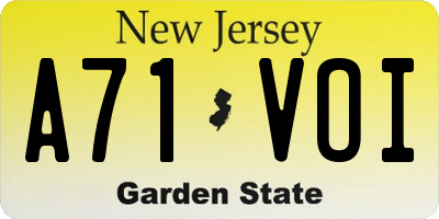 NJ license plate A71VOI