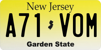 NJ license plate A71VOM