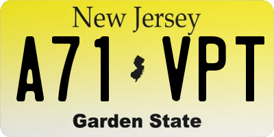 NJ license plate A71VPT