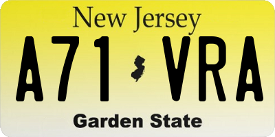 NJ license plate A71VRA