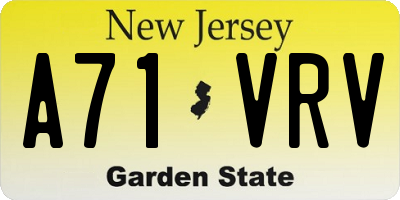 NJ license plate A71VRV