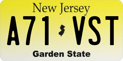 NJ license plate A71VST