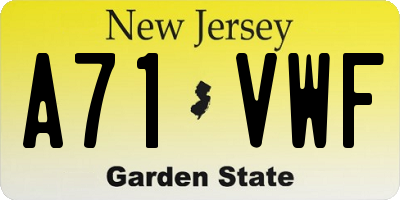 NJ license plate A71VWF