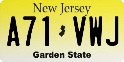 NJ license plate A71VWJ