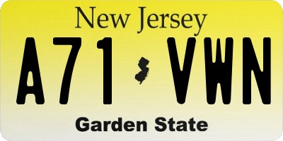 NJ license plate A71VWN