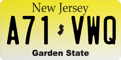 NJ license plate A71VWQ