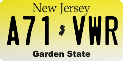 NJ license plate A71VWR