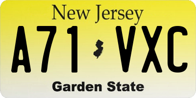 NJ license plate A71VXC