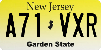 NJ license plate A71VXR